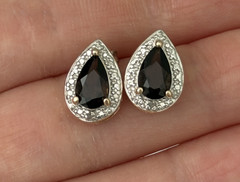 Ross Simons 925 Sterling Silver Gold Vermeil Smoky Quartz Diamond Stud Earrings