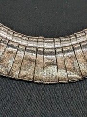 Vintage Les Bernard Cleopatra Necklace Egyptian Revival Slvr-Tn Statement ~14.5″