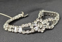 Brilliant Parco Rhinestone 50’s Bracelet Baguette Round Square Clear 7.25″
