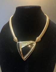 Vintage Trifari Statement, Choker/Necklace Gold Tone With Black Enamel Geometric