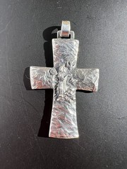 Retired vintage JAMES AVERY Sterling Silver Big 2” St Francis CROSS PENDANT