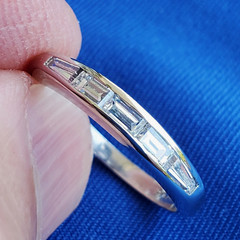 Original EARTH MINED DIAMOND slim Wedding BAND Antique PLATINUM Stacking RING