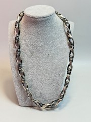 Sterling Silver Men’s Chain Modernist Necklace Twisted Links Capsule Bars 22”