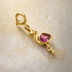 Ross-Simons 0.40 Carat Pink Topaz Flamingo Charm in 18kt Gold Over Sterling