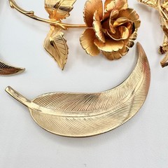 Vintage Flower Pins Leaf Pins Rose Bouquet Fall Autumn Fall Gold Tone Luxe Glam