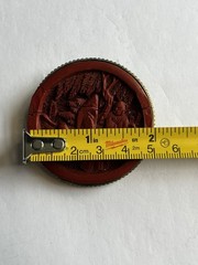 Chinese China Hand Carved Cinnabar Vintage Pin Brooch