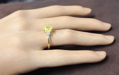 14k Yellow Gold Ring 1.81CT.Natural Fancy Vivid Yellow Diamond Cushion GIA CERT