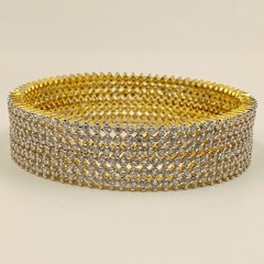 22K Gold Plated Cubic Zirconia Bangle Set Handmade South Indian Ethnic Jewelry