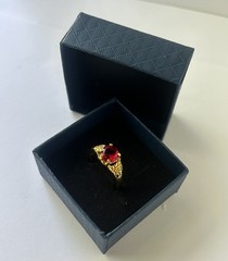 Vintage Red Cubic Zirconia Ring Gold Plated Womens Size 9.5