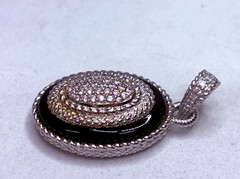 Vintage Judith Ripka 925 Sterling Silver Black Onyx Cubic Zirconia Pendant