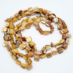 Warm Brown Beige Tone MOP Abalone Tri Tip Nugget NO CLASP Vintage Necklace 36 in