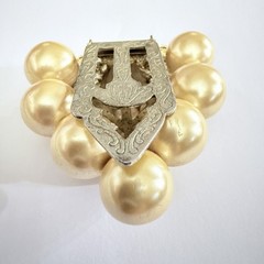 Faux Pearl Copper Toned Grape Cluster Fur Clip Miriam Haskell Style
