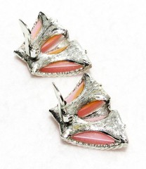 1950s Vintage SET Pink THERMOSET MOONGLOW and Silver NECKLACE and EARRINGS Retro