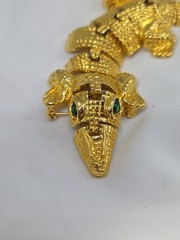 Vintage Alligator Crocodile reptile gold tone Brooch unsigned 6.5″