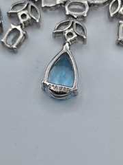 Vintage C*A 925 Sterling Silver Natural Blue Topaz Festoon Bib Statement…