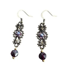 Elegant Victorian Style Purple Jewel Dangle Drop Fancy Earrings