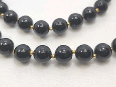 Vintage Black And Gold Plastic Beaded Necklace 30in.