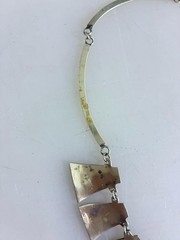 Vintage Alpaca Silver Necklace Choker Inlay Abalone Mexico Stamped 17″ Clasp
