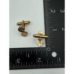 Swank Vintage Dollar Sign Cufflinks Gold Tone Novelty Finance Money Symbol Men