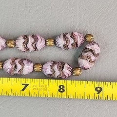 Vintage Art Deco Slag Glass Beaded Necklace Czech Purple Pinched Gold Tone 18″