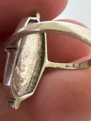 Vintage 925 Silver Art Deco Pavé Marcasite Navette Cocktail Ring Size 5.5