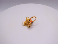 Flower Basket Brooch Pin Enamel Rinestone Gold Toned Vintage Retro 1.5 Inches