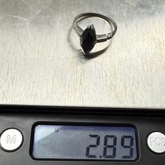 Vintage Sterling Silver Black Stone Ring Size 7.5 Signed (Po Ho Co)