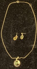 Vintage Sorrento 12 Kt Gold Filled & Jade Necklace w/earrings