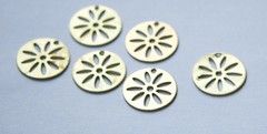 1 Hole Raw Brass Cut Out Design Circle Charm Drops (6) mtl214