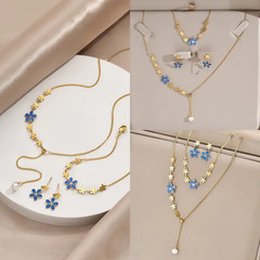 Real Gold Plated Flower Titanium Steel Simple Style IG Style Waterproof Non Tarn