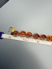 HATTIE CARNEGIE Signed Orange AB UV GLOW Glass Bead Necklace VTG 17.75” 41g HTF