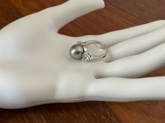 Vintage signed trillion cut crystal 925 Sterling Silver Ring 8 Suzanne Somers