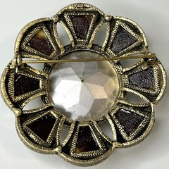 HUGE 2.5” Vtg Miracle Scottish Celtic Cloak Pin Brooch Glass Cairngorm /Agate