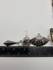 Rare Antique 1940s Siam Sterling Silver Niello Jewelry His And Hers Complete Set