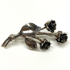 Vintage Teka Rose Flower Brooch 835 Silver Germany Signed Theodore Klotz