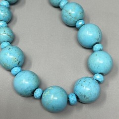 Dyed Howlite Stone Necklace Turquoise Color Graduating Beads Chakra Artisan 18″