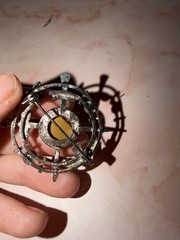 Scottish Celtic Thistle Sword Brooch Purple Glass Stone Silver Tone Pin