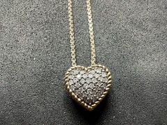 3.47g Vintage Sterling Silver 925 Heart Pave Sparkle Necklace 18 in M