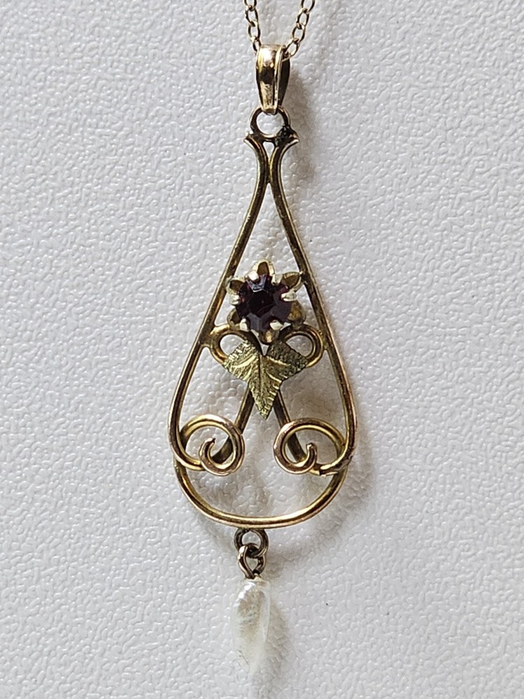 Antique Gold Filled Lavalier Pendant With Vintage 18″ Chain