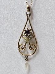 Antique Gold Filled Lavalier Pendant With Vintage 18″ Chain