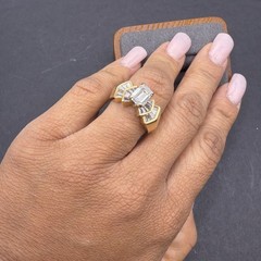 ❤️‍🩹 18k YG Emerald Cut 1.40CTW 1.00 CT Ctr Diamond Wedding Ring Size 6.5
