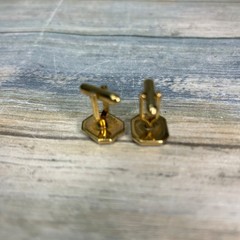 Swank Vintage Cuff Links Black Gold Tone Groom or Groomsman Cuff Links