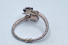 Sterling Silver 925 Double Rose Floral Bypass Bangle Bracelet 6.5″ 21.7g