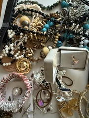Over 3lbs Of Grandma’s Vintage Costume Jewelry Lot Old & New Basket Included!
