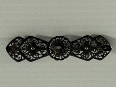 Vintage 835 Silver Filigree Bar Brooch Floral Scrollwork c1930s 3.2gms