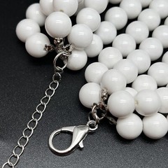 Vintage 5 Strand White Lucite Beaded Adjustable 21”-23” Necklace (B6)