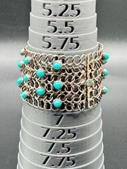 Vintage Taxco Sterling Mesh Link Necklace(14in) & Bracelet (6.75in) Set 130.87gm