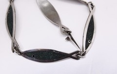 SOSA STERLING 14″ FISH NECKLACE & S.B.EARRINGS MEXICO INLAID TURQUOSE CHIPS