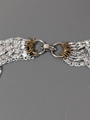 Vintage Silver Tone 7 Chain Choker Necklace Byzantine Classic MCM 15.5 in