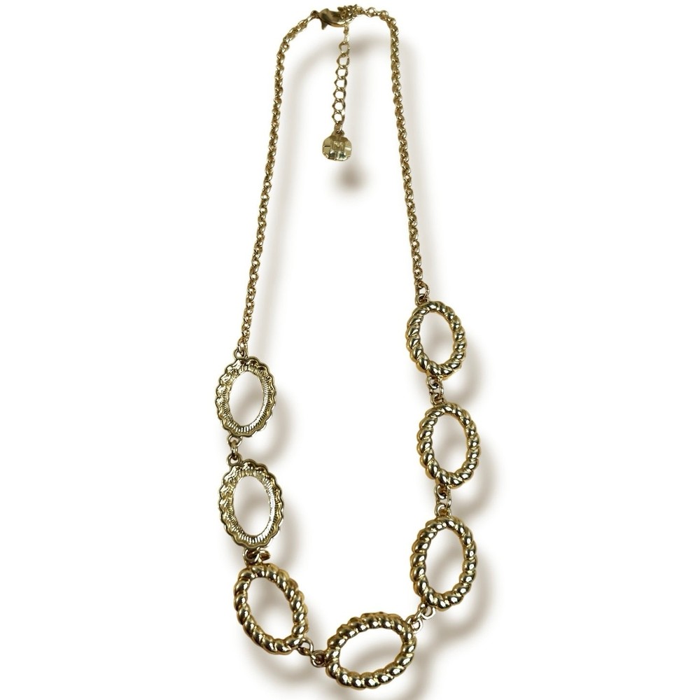 Monet Gold Tone Necklace Twisted Rope Oval Link Collar Statement Early 2000s